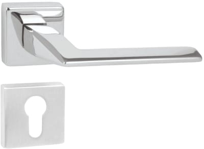 Domino® Deurkrukgarnituur ELIZA QR M6 PZ - Chroom gespoten - PZ-Profielcilinderset met Vierkant Rozette - Deurbeslag van aluminium - Deurklink voor kamerdeur, kantoordeur, kelderdeur en binnendeur