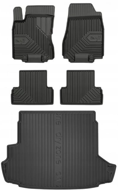 FROGUM 77 Set Automatten en Kofferbakmat - Geschikt voor NISSAN X-TRAIL T31 (2008-2013) - TPE Rubber - Zwart