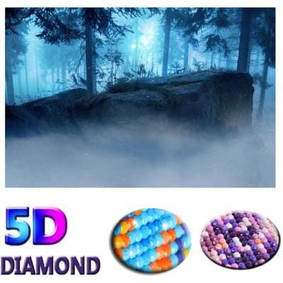 Volledige boor bergpatroon diamant schilderij mist bos kruissteek blauwe diamant borduurwerk 20X30CM gray
