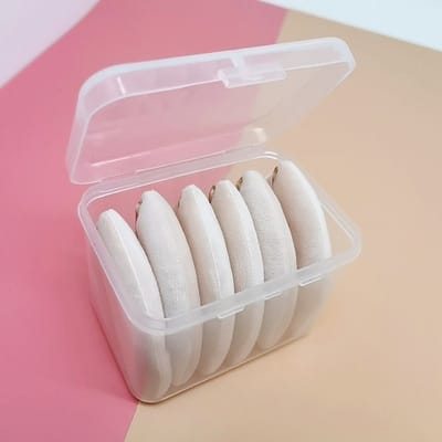 6 Stuks Driehoekig Make-up Sponsjes in Case – Beige – 7*6.5 cm – Poeder, Foundation, BB Cream