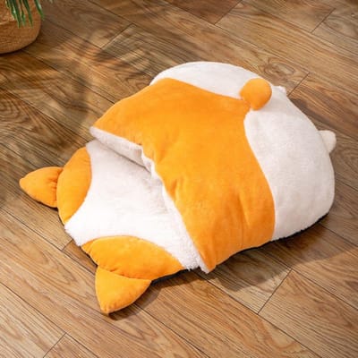 Katten Slaapzak Warm in de Winter Semi-afgesloten Kattenmand Slaapmat Kattenhok Hok Vierseizoenen Universeel Huisdierenhok 65*53*12cm orange