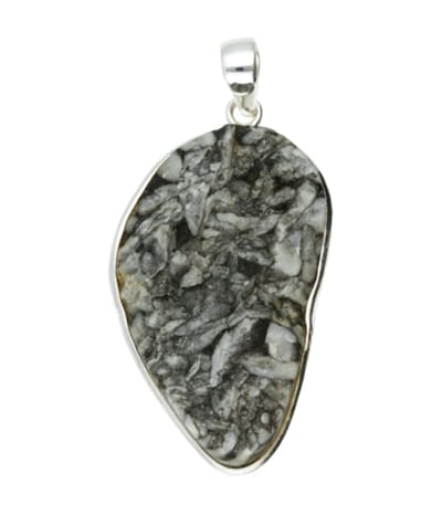 Zilveren Pinoliet edelsteen ruw ovaal groot hanger