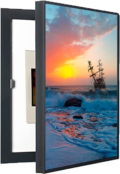 Decoratieve Meterkast - Zekeringkast Cover - Woonkamer Verfraaien - Innovatief Magnetisch Frame - 40x50cm - Zwart