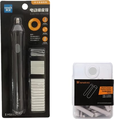 Bovista Elektrische Gum - Doezelaar - Electrische - Electric Eraser - Zwart + Extra Gummen