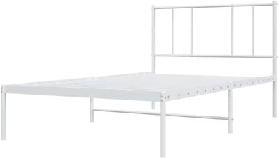 Metalen Bedframe - Ledikant Eenpersoons - Slaapkamer Inrichten - Robuuste Constructie - 80x200 cm - Wit