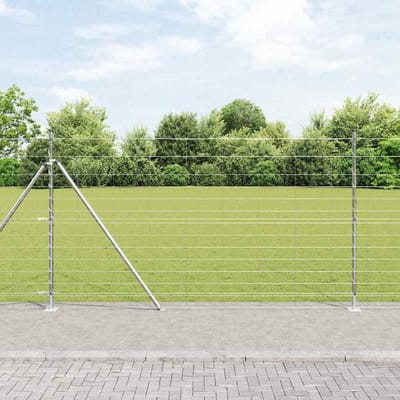 vidaXL - Gelast - Draadhek - met - Betonnen - Basis - 25 - x - 1,4 - m - Zilverkleurig