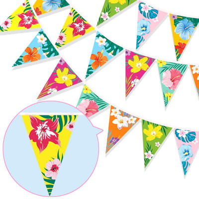Dailygoody - Hawaiiaanse Bunting Banner - Tropische Feestdecoratie - Veelkleurig - Luau Wimpel Banner - Perfect voor Verjaardagen en Zomerfeesten