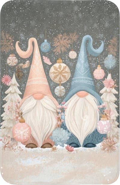 WC mat 40x60 cm - Antislip - Kerst - Gnomen - Pastel - Toiletmat - Vloermat - Douchemat - Toilet tapijt - Toiletmatten