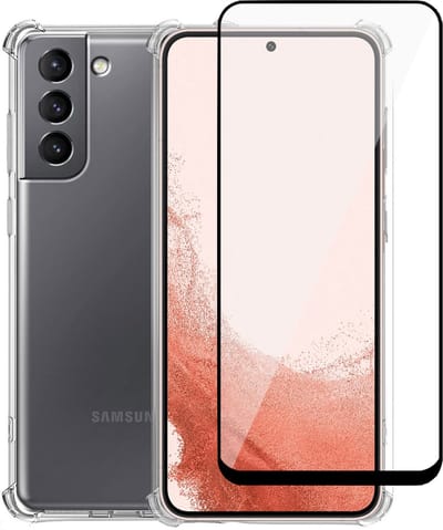 Hoesje geschikt voor Samsung S22 + Screenprotector – Full Screen Tempered Glass -Extreme Shock Case Transparant