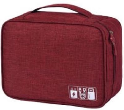 Kabel Opbergtas - Cable Organizer -  Oplader Tas - Vakantie - Reizen - Oordopjes - Rood