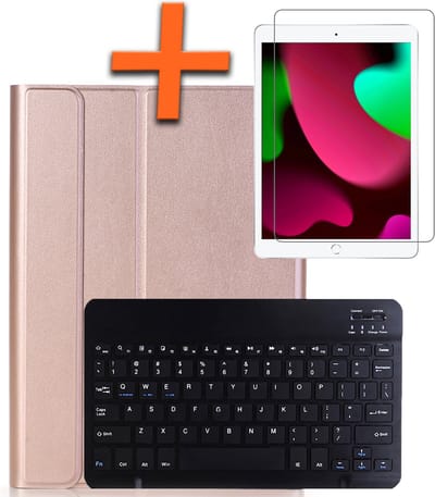 Hoesje - Geschikt voor Apple iPad 7 (2019) - 10.2 inch - 7e Generatie - Met Screenprotector - Keyboard Book Cover - Toetsenbord Case - Hoes - Rosé goud