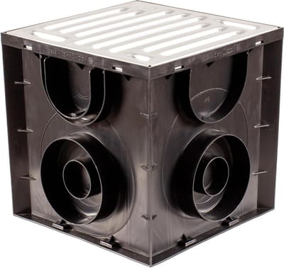Vloerafvoer met vuilvanger - Afvoerput - Regenwater afvoeren - Compatibel met diverse buizen - 250x250 mm - Grijs