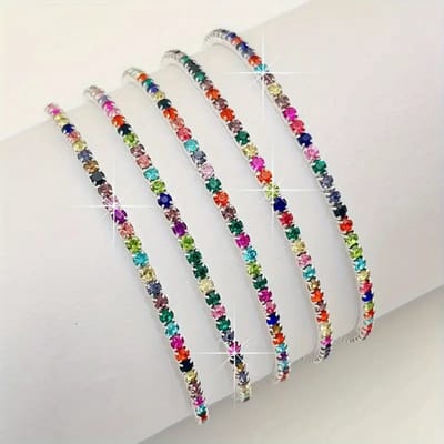 Bovista Armband - Staal - Nep Zilver - Dames - 5 St - Zilver/Regenboog