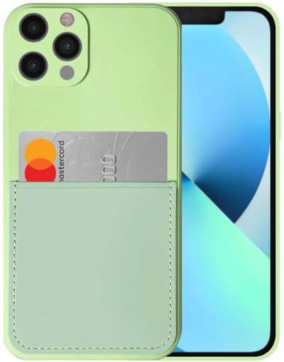 Smartphonica iPhone 13 Pro siliconen hoesje met pashouder en zachte binnenkant - Groen geschikt voor iPhone 13 Pro