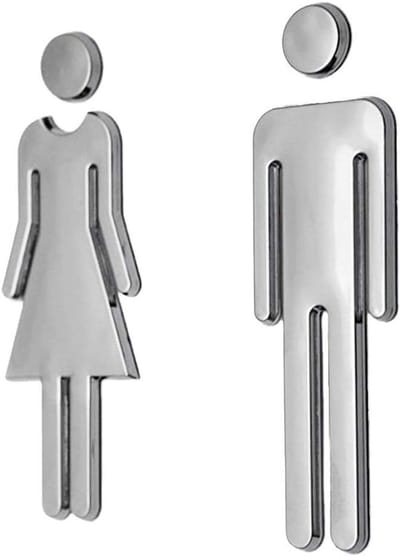 Genderneutraal Toilet bordjeDeurbordje – Set van 2 - WC bordje - WC - Toiletbord - Bordje - Dames Heren WC - Dames Heren – Vrouw - Man - 12 cm x 4 cm - Luxe toiletbordjes.
