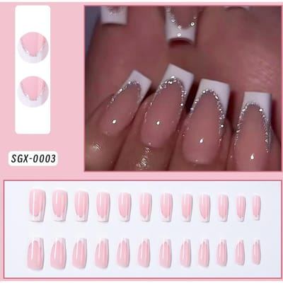 24 stuks Lange Witte Franse Manicure Nepnagels Amandelvormige Press-On Nagels Elegante Stijl Voor Vrouwen Meisjes Voor Dagelijks Gebruik Of Feesten Nagelbenodigdheden wit