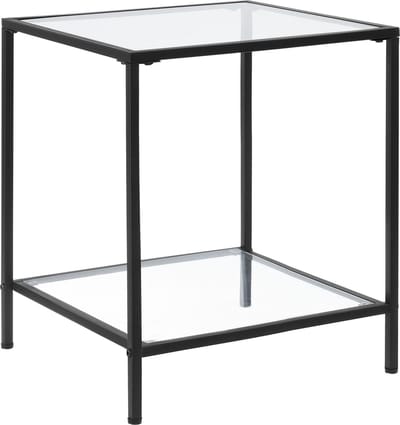Bijzettafel Norrtälje met plank glas 55x45x45 cm zwart
