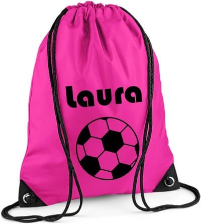 Sporttas Kinderen - Naamtas Gymtas - Sport School - Gepersonaliseerd Voetbal Design - 33x45 cm - Donkerblauw Grijs