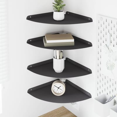 vidaXL - Hoek - Plank - 4 - st - Zwart - 30 - x - 30 - x - 2 - cm