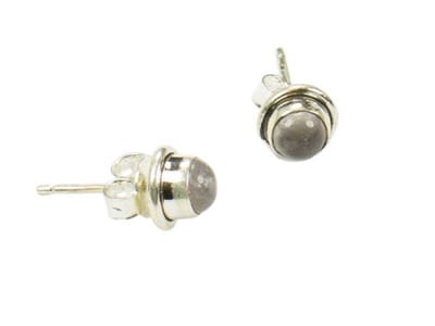Zilveren knop oorbellen Rozenkwarts 925 zilver