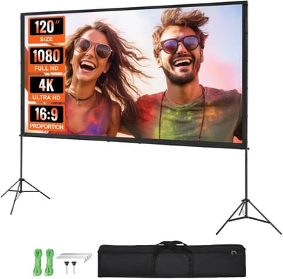Sello! projectiescherm – projectorscherm – standaard – brede kijkhoek – 16:9 – 4K full HD– kreukvrij doek – wasbaar – 100 inch