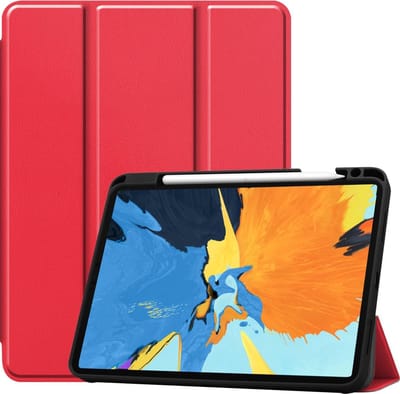 Hoes - Geschikt voor Apple iPad Pro (2020) - 11 inch - Dun & Stevig - Trifold Bookcase - Hard Cover Case - Met Uitsparing Geschikt voor Apple Pencil - Hardcover Book - Tablet Hoesje - Rood