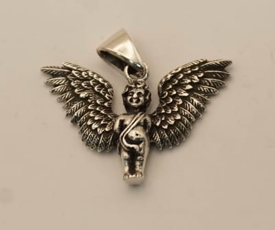 Sterling zilveren hanger cupido - Amor hanger van 925 zilver - Eros hangertje van 925 zilver - zilveren hanger Romeinse mythologie de god van de liefde - zilveren hanger om liefde te verklaren