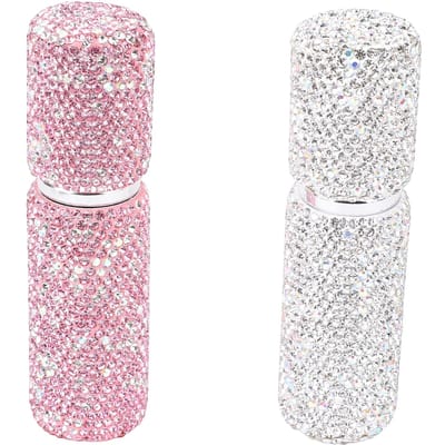 2 stuks 10ml Strass Parfumverstuiver Navulbare Fles Miniatuur Parfum Spray Fles voor Reizen white