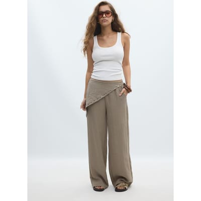 Stradivarius Soepelvallende broek met sjaal  Steen L
