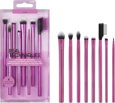 Essentiële Oogmake-up Kwastenset - 8-delig, Oogschaduw, Oogpoeder, Wenkbrauwen en Wimpers, Dierproefvrij en Veganistisch