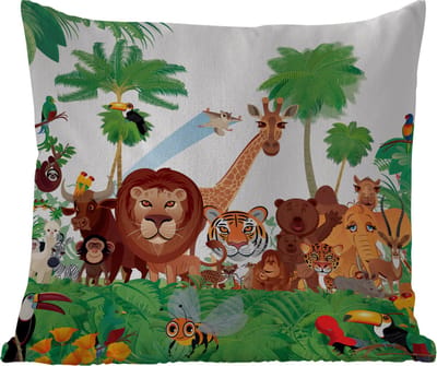 Tuinkussen - Wilde dieren - Jungle - Leeuw - Tijger - Meisjes - Kids - Jongens - 40x40 cm - Weerbestendig