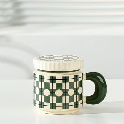 Hoge Waarde Bloem Keramische Kop met Deksel Creatieve Eenvoudige Mok Koffiekop Kantoor Huishouden Waterbeker Souvenir 400ML
