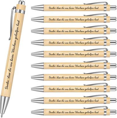 Dailygoods- Balpen Set van 10 - Houten Balpen - Afscheidscadeau voor Leraren - Praktisch Geschenk - 13,6 cm - Doordacht Ontwerp - Schrijfgerei