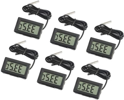 Digitale LCD Thermometer voor Temperatuurmeting met Externe Probe voor Koelkast, Vriezer en Aquarium - Set van 6 Stuks
