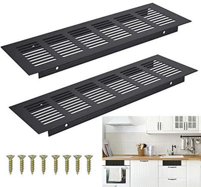 Deurventilatierooster 250 x 80 mm - Vierkant Ventilatie Rooster Zwart Aluminium Voor Insectenbescherming