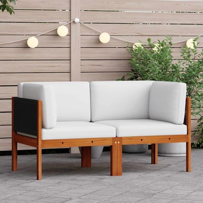 vidaXL - Tuinhoekbanken - 2 - st - met - kussens - acaciahout - & - touw