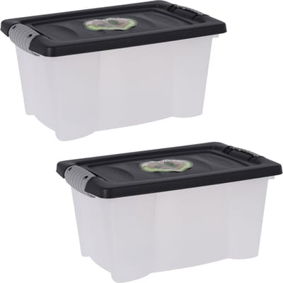 Storage Solutions Opslagbak/opbergdoos/organizer - 4x stuks - met deksel - kunststof - 9 Liter