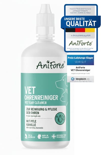 AniForte VET Oorreiniger Hond & Kat – Oorverzorging met Kamille – Reinigt de Uitwendige Gehoorgang – Verzorgt Gevoelige Oren – 250 ml