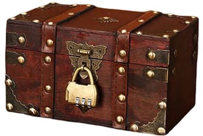 Vintage Houten Opbergdoos - Antieke Piratenkist voor Sieraden en Decoratie