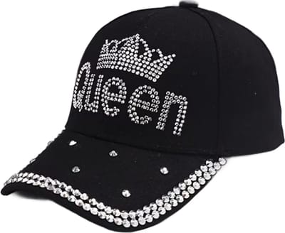 BamBella ® - Pet - Wit steentjes Queen SS30 SS16 - glitter - zonneklep zonnehoedje volwassenen hoed muts