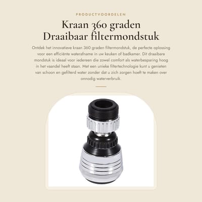 Dailygoods- Filtermondstuk 360 Graden Draaibaar - Waterbesparende Kraankop - Douchekop - Verhoging Waterdruk - Badkameraccessoires - Comfortabele Reiniging - Waterbesparende Kraan