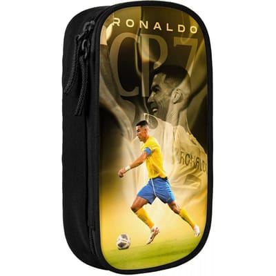 Cr7 Voetbal Pennenbakje Voor Ronaldo's Fans Dubbele Laag Grote Capaciteit Voor School Voetbal Liefhebber Etui Schrijfwaren Cadeau (as the picture,Large)