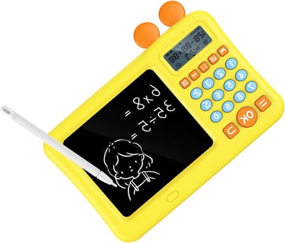 Rekenmachine Kladblok - Leerhulpmiddel Kind - Wiskunde Leren - Met Stemherinnering - 20 x 15 x 2 cm - Geel