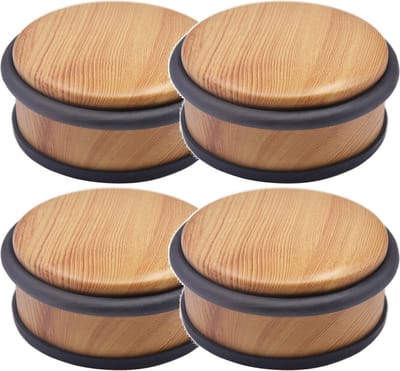 5Five Deurstopper - 4x - rond - houtlook - 10 x 4,5 cm - metaal - deurstop