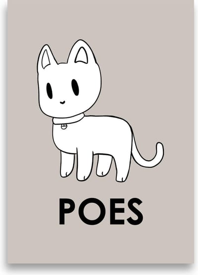 Kinderposter | Kinderkamer | Babykamer | Dieren | Wanddecoratie | A3 formaat | MOODZ design | Poes | Zand