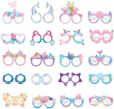 Dailygoods- Zeemeerminbril Set van 20 - Feestbrillen - Grappige Bril - Thema Oceaan - Fotobooth - Veelkleurig - Lichtgewicht Papier - Feestbril