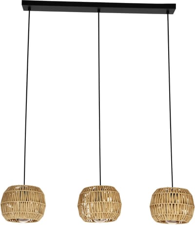 EGLO Sheldon Hanglamp - E27 - 91 cm - Zwart/Natuurlijk/Bruin - Papier