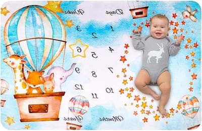 Maandelijkse Mijlpaal Dekentje voor Jongens en Meisjes, Fotodekentje voor Baby's, Zachte en Dikke Katoenen Dekens (100 x 150 cm)