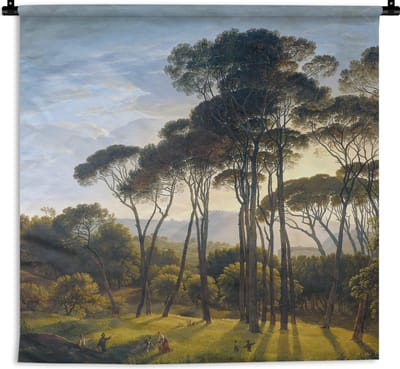 Wandkleed - Wanddoek - Italiaans landschap met parasoldennen - Kunst - Oude meesters - 180x180 cm - Wandtapijt