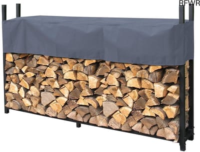 RFWR® Metalen brandhoutrek voor buiten 200 x 25 x 115 cm - Tuin brandhoutopslag met beschermhoes